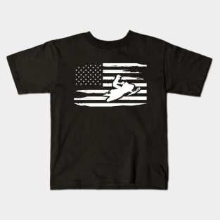 Snowmobile  and american flag Kids T-Shirt